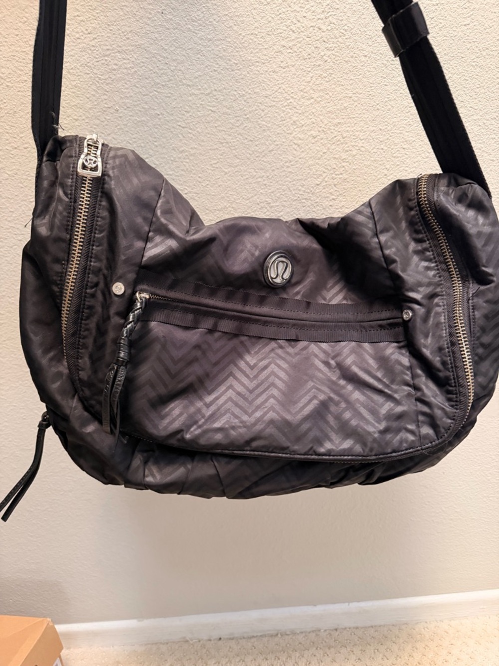 lululemon athletica Black Chevron-Print Shoulder Hobo